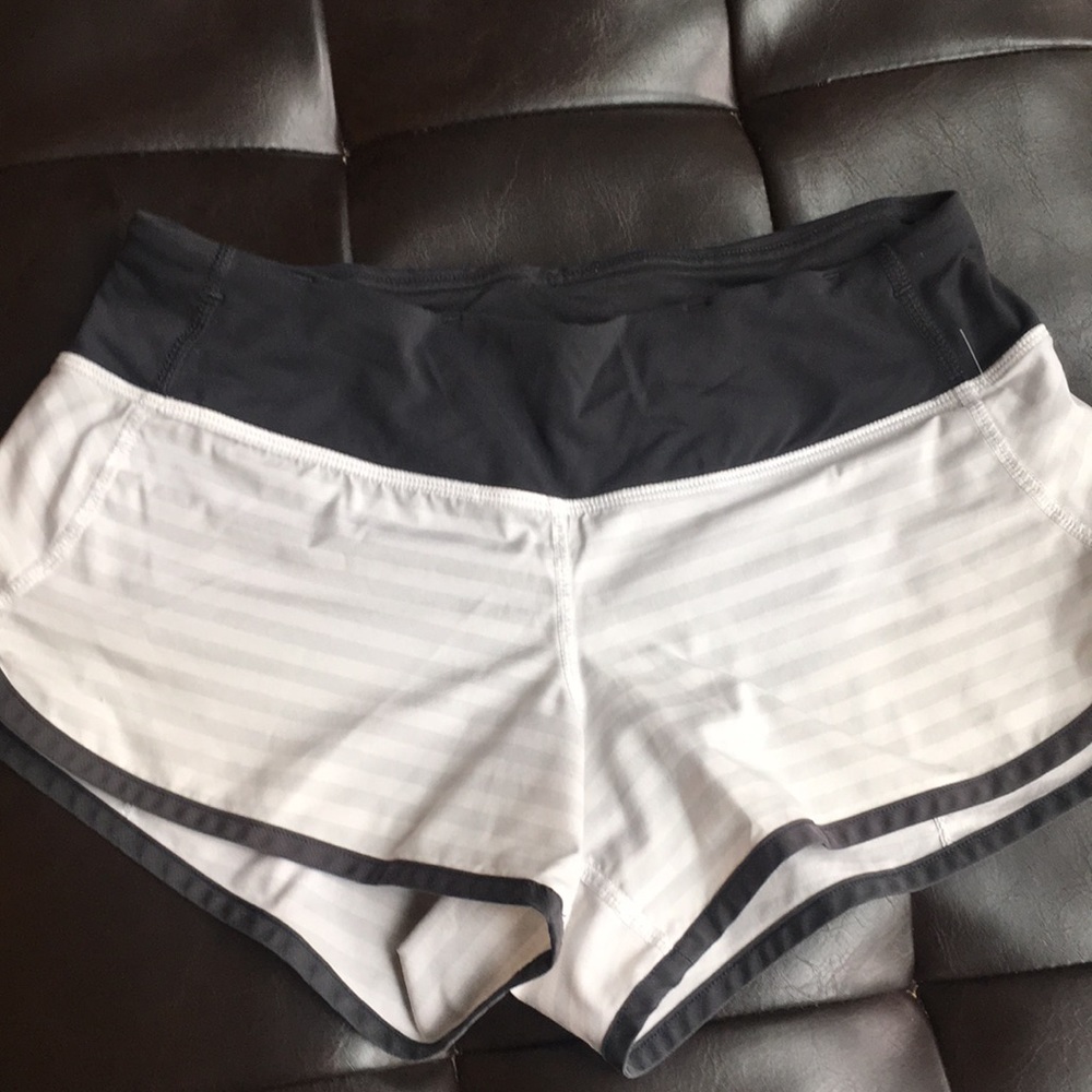 Lululemon shorts size 2. White and silver stripes.